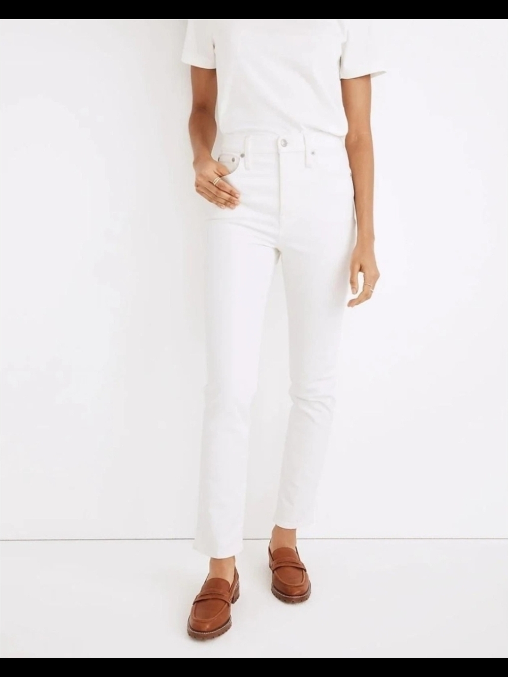 Madewell The Perfect Vintagee High-Rise Straight Jeans in Sail White Size 31 EUC